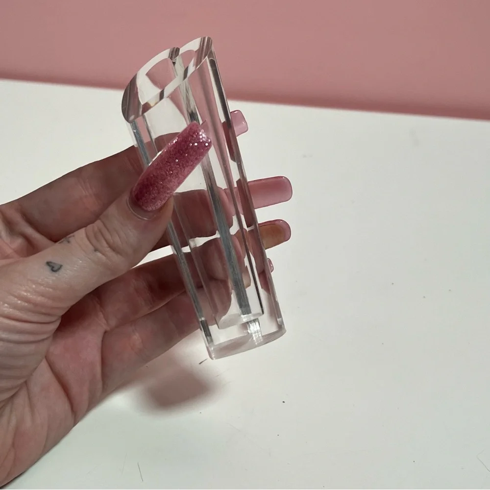 Vintage 80s retro art deco acrylic lucite heart shaped propagate bud vase - Picture 3 of 5